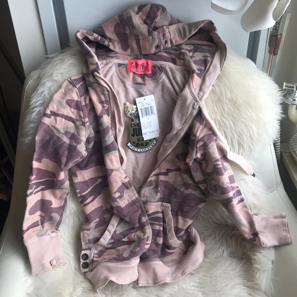 NWT Juicy couture pink camo zip up hoodie P